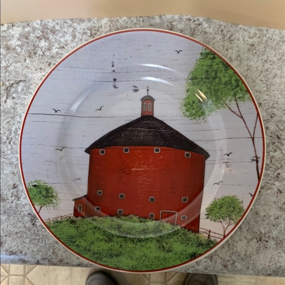 Set Of Four Warren Kimble By Sakura Red Barn Design Salad Bread Dessert Plates - Picture 1 of 6